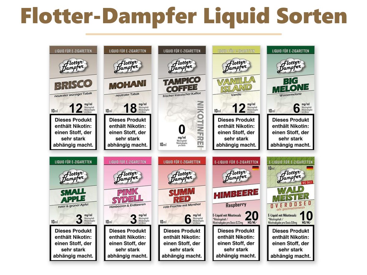 Flotter-Dampfer Liquid Sorten