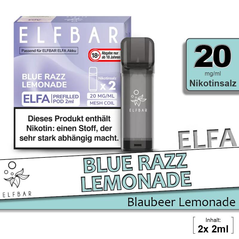 Elfbar Elfa Blue Razz Lemonade Pods ab 7,99 Elfbar Elfa Blue Razz Lemonade Pods ab 7,99