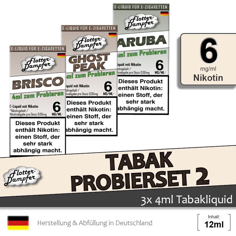 Flotter-Dampfer Tabak Liquid Probierset 2