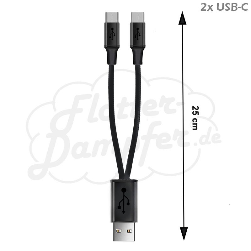 Ladekabel USB-A auf 2x USB-C