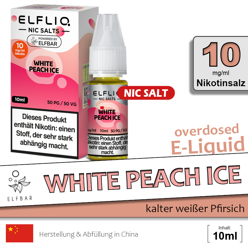 Elfbar Elfliq Liquid White Peach Ice (10mg)